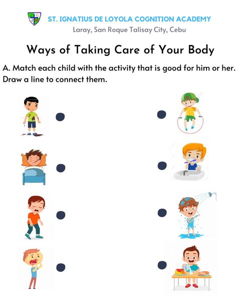 Taking Care Of Your Body Worksheets, Taking Care Of My Body Preschool, Body Worksheet, Kids Hygiene, Shape Worksheets For Preschool, Body Preschool, Elementary Worksheets, Body Chart, Cut And Paste Worksheets