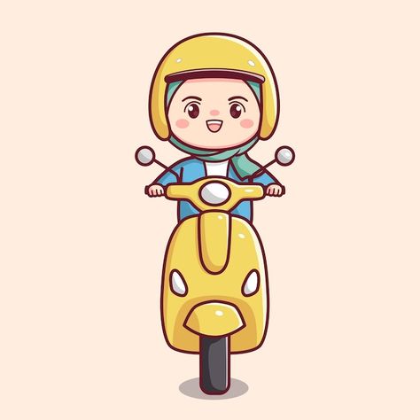 Motor Cartoon, Cartoon Motorcycle, Scooter Drawing, Motorcycle Vector, Wolf White, Women Riding Motorcycles, Girl Riding Motorcycle, Motor Art, Islamic Vector