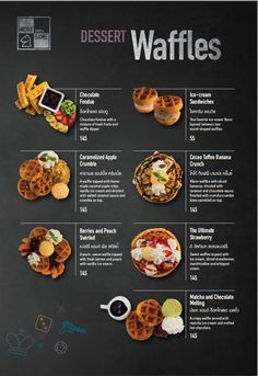 Waffles Menu Design, Waffle Menu Ideas, Waffle Menu Design, Cafe Menu Ideas Food, Menu Cafe Design, Cafe Menu Ideas, Food Menu Design Ideas, Menu Design Ideas, Coffee Menu Design