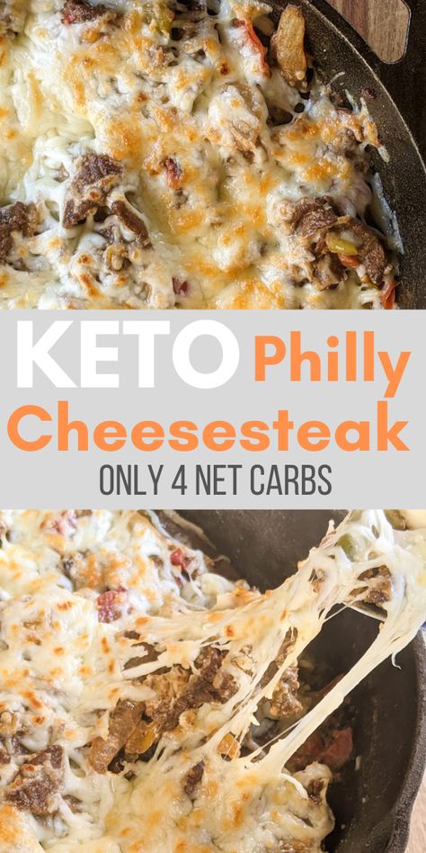 Keto Philly Cheesesteak Skillet, Low Carb Skillet, Philly Cheesesteak Skillet, Cheesesteak Skillet, Keto Philly Cheesesteak, Pan Keto, Cheesesteak Recipe, Low Carb Side Dishes, Philly Cheesesteak