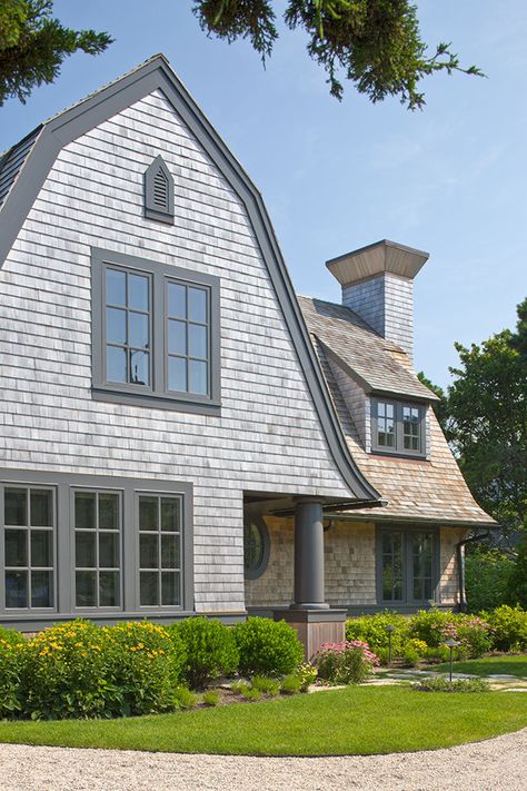 Shingle House Exterior, American House Exterior, Coastal Home Exterior, Shingle Style Architecture, Shingle House, Coastal Architecture, Cape Cod Style House, Gambrel Roof, Shingle Style Homes