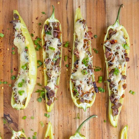 Chili Peppers Recipes, Stuffed Banana Peppers Recipe, Banana Pepper Recipe, Banana Pepper Recipes, Banana Peppers Recipe, Chopped Beef, Recipes With Banana Peppers, Hot Banana Peppers, Pickled Banana Peppers