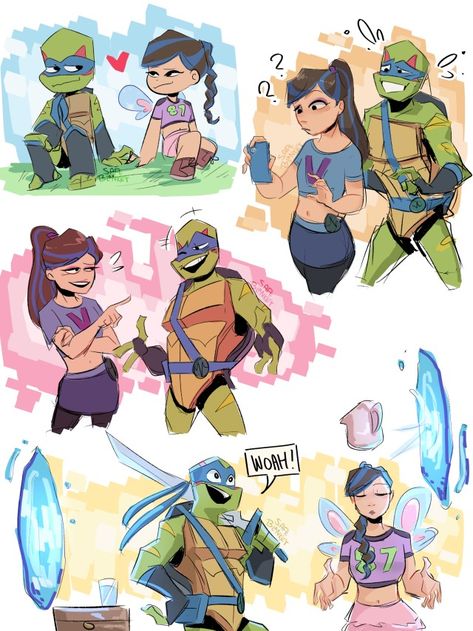 Tmnt Leo X Oc, Rottmnt Oc Human, Rottmnt Leo X Oc, Tmnt X Oc, Female Ninja Turtle, Tmnt Swag, Tmnt Fanart, Tmnt Girls, Tmnt Movie