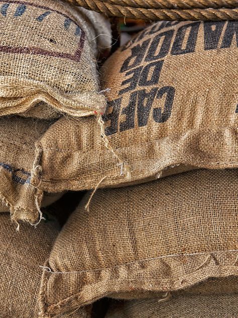 Coffee Sack, Coffee Beans Aesthetic, Coffee Bean Bag, Coffee Burlap Bag Ideas, Burlap Coffee Sacks Ideas, Coffee Burlap Sacks Projects, Coffee Sack Bag, Coffee Bean Shop, Zen Office