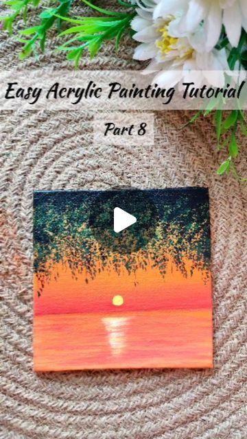 Sunset Painting Beginner, Easy Lake Painting For Beginners, Sunsets Paintings Easy, Easy Paint Tutorials, Painting Sunset Ideas, Sunset Easy Paintings, Acrylic Painting Ideas For Beginners Step By Step, Acrilic Paintings For Beginners, Sunset Painting Easy Step By Step