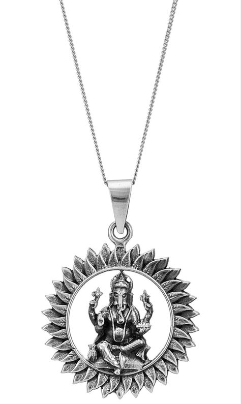 81stgeneration Women's Men's 925 Sterling Silver Sitting Ganesh Hindu God Pendant Necklace, 18" God Pendant, Ganesh Pendant, Affordable Fine Jewelry, Ganesha Pendant, Hindu God, Silver 925 Necklace, Silver Pendants, Jewelry Companies, Ganesha