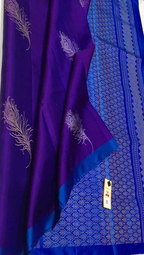 Purple Sarees, Blue Sarees, Kerala Saree Blouse, Kerala Saree Blouse Designs, Latest Silk Sarees, Blue Silk Saree, Ruby Bangles, Kanjivaram Sarees Silk, Pattu Saree Blouse Designs