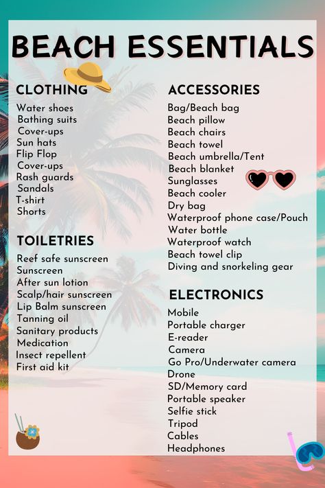 Going to the beach? Don't forget these must-have BEACH ESSENTIALS! This beach packing list shares must-have items to pack in your beach bag whether you are packing for a beach vacation or for just a day at the beach. Use this beach packing guide to ensure your beach bag is packed with sun protection, beach apparel, and beach gear you'll need for a fun and safe beach trip!! Beach Supplies List, What To Pack For The Beach, Beach Sleepover, Beach Packing List, Beach Pillow Covers, Mobile Tanning, Beach Apparel, Airplane Travel Essentials, Beach Bag Essentials