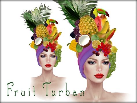 Fruit Headpiece, Carmen Miranda Costume, Carnaval Outfit, Pretty L, Carmen Miranda, All Fruits, Chip And Dale, Head Wrap Scarf, Turban Headwrap