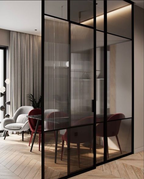 Glass Partition Designs, Office Privacy, Room Partition Wall, Wall Partition Design, Wardrobe Kitchen, Glass Room Divider, Loft Stil, Room Divider Doors, Glass Room