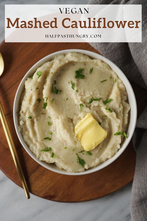 This vegan cauliflower mash recipe makes the perfect side dish for any family gathering or during the holiday season. They taste similar to regular potatoes, except they have fewer carbs and lower calories. They may be even easier to make than mashed potatoes! This easy vegan mashed cauliflower recipe is the best you'll ever taste. It's buttery, creamy and makes the perfect low carb, dairy free side dish. Dairy Free Cauliflower Recipes, Vegan Mashed Potatoes Recipe, Southern Style Cornbread Dressing, Vegan Mashed Cauliflower, Low Carb Dairy Free, Dairy Free Mashed Potatoes, Cauliflower Mashed, Garlic Mashed Cauliflower, Mashed Cauliflower Recipe