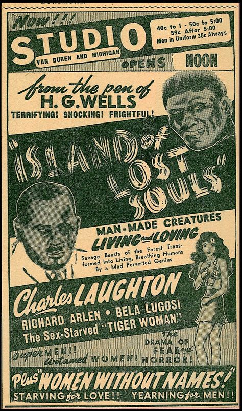 The Island of Lost Souls (1932) Leila Hyams, Mad Doctor, Matt Willis, Charles Laughton, Horror Poster, Movie Site, Peter Lorre, Man Beast, Newspaper Clippings