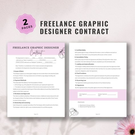 Editable Freelance Graphic Design Contract Template, 2 Page Contract, Graphic Design Terms, Service Agreement, Modern design, Canva Template Graphic Design Contract, Graphic Design Terms, Employment Form, Service Agreement, Design Contract, Business Hacks, Business Fonts, Professional Fonts, Contract Design