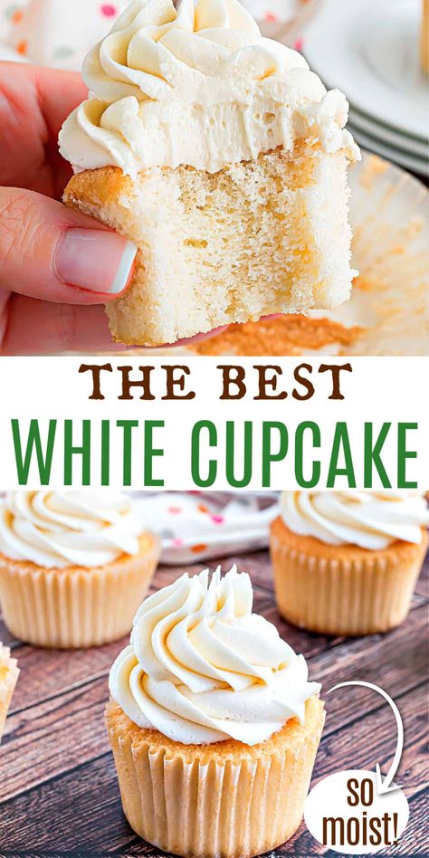 Simple, sweet, and elegant, White Cupcakes prove that basic isn’t always bad. Enjoy them as-is or get creative and go wild with different flavors and toppings. Our classic white cupcake recipe is moist and delicious. White Cupcake Flavors, White Cupcakes From Scratch, White Cupcake Recipe, White Cake Cupcakes, Moist Cupcake Recipes, White Cupcake Recipes, Recipes Cupcakes, Homemade Chocolate Cupcakes, Icing Cupcakes