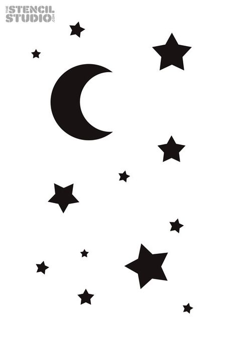 Moon and stars Moon And Stars Silhouette, Moon And Stars Clipart, Moon And Stars Svg, Kpop Collage, Shaved Head Designs, Onesie Decorating, Plush Craft, Free Stencils Printables, Stars And Hearts