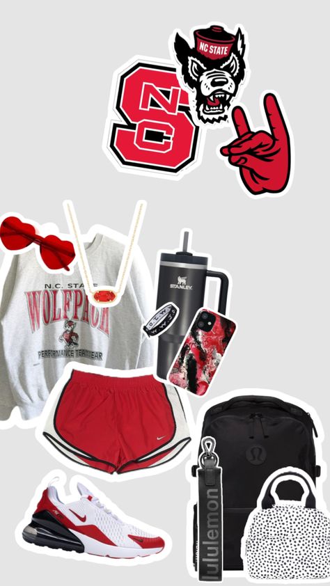 #ncsu #ncstate #xo_preppycaroline #outfitinspo Nc State Outfits, Nc State Aesthetic, Ncsu Wolfpack, Collage Dorm, Graduation Party Gifts, Nc State University, Preppy Clothes, Dream College, Dorm Ideas