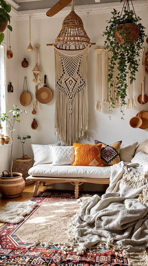 Boho Bedroom Apartment Minimalist Boho Decor, Boho Bedroom Apartment, Elegant Boho Bedroom, Bedroom Apartment Ideas, Global Boho, Artisan Decor, Boho Bedroom Design, Creative Retreat, Urban Apartment