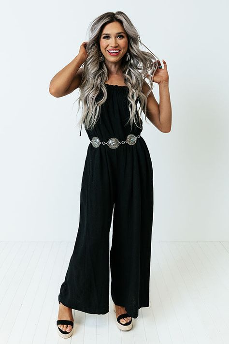 Saturday Strolling Jumpsuit In Black Black Western Jumpsuit, Western Jumpsuit Outfit, Western Jumpsuit, Black Saturday, Black Jumpsuits, Pictures Outfits, Engagement Picture Outfits, Boho Jumpsuit, Zach Bryan