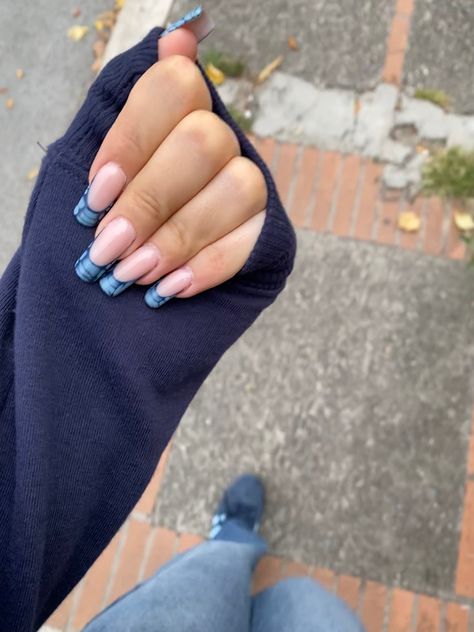 Blue Croc Print Nails, Blue Crocodile Nails, Blue Croc Nails, Crocodile Nails, Croc Nails, Bow Nail Designs, Classy Nail Art, French Tip Acrylic Nails, Nails Only