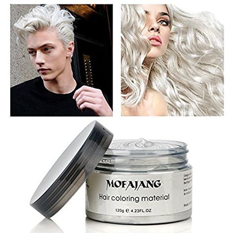 Amazon.com : Temporary White Hair Color Wax, Efly MOFAJANG Instant Hairstyle Cream 4.23 oz Hair Pomades Hairstyle Wax for Men and Women (white) : Beauty Red Purple Hair Dye, Red Purple Hair, Hair Color Wax, Diy Hair Dye, Change Hair Color, Pomade Style, Dyed Hair Purple, Hair Color Remover, Temporary Hair Dye