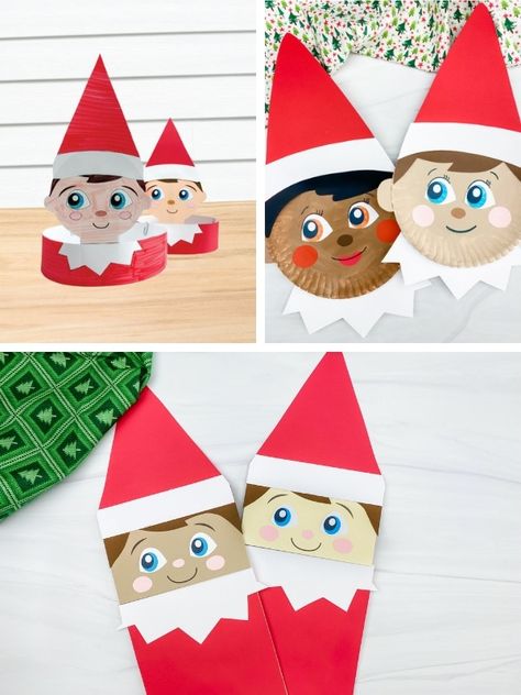 5 Festive Elf On The Shelf Crafts For Kids [Free Templates] Elf On The Shelf Crafts, Elf On The Shelf Paper, Shelf Crafts, Elf Crafts, Paper Bag Crafts, Paper Bag Puppets, Calendar Craft, Shelf Paper, Handprint Craft