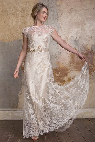 Sally Lacock Flora Wedding Dress | www.onefabday.com French Lace Wedding Dress, Wedding Dreses, Antique Wedding Dresses, Bride Dress Vintage, Vintage Style Wedding Dresses, Chic Vintage Brides, Vintage Lace Weddings, Vintage Inspired Wedding Dresses, Gaun Fashion