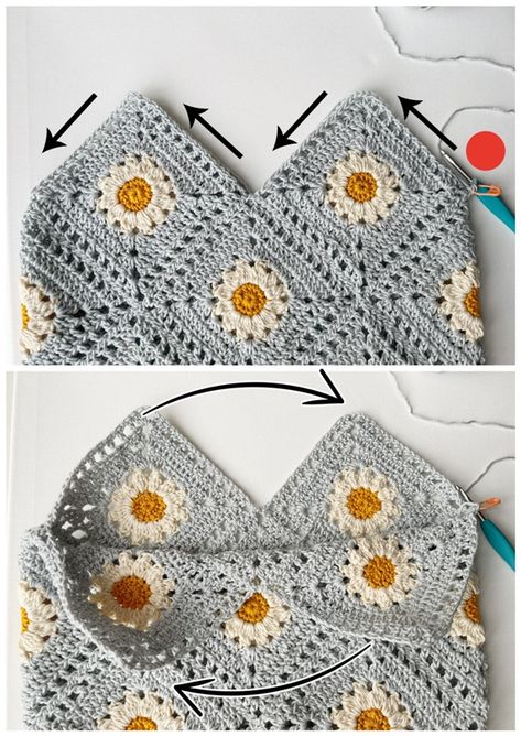 Breezy Days Daisy Tank Top Part 3 - All About Ami All About Ami, Elegant Tank Tops, Daisy Bags, Crochet Festival, Crochet Tank Top, Learn How To Crochet, Tank Top Straps, Lion Brand Yarn, Yarn Tail