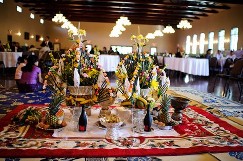 Set up for Baci ceremony at reception area! Wedding Send Offs, Laotian Wedding, Lao Wedding, Banquet Hall Wedding, Laos Culture, Laos Wedding, Thai Modern, Chinese Banquet, New Hampshire Wedding