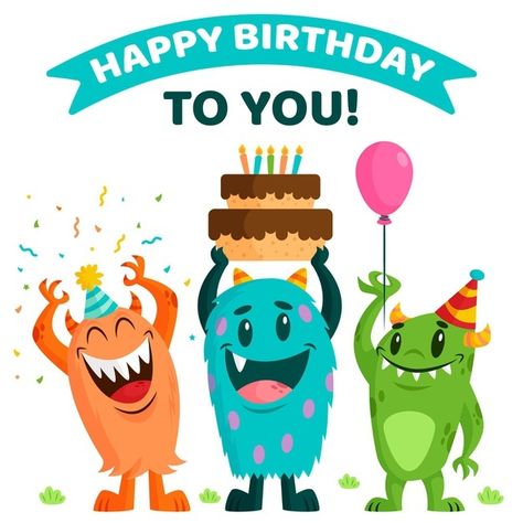 Birthday background with monsters | Free Vector #Freepik #freevector #background #birthday #party #hand Kids Banner, Birthday Invitation Card Template, Monster Craft, Background Birthday, Monster Birthday Parties, Monster Theme, Birthday Clipart, Birthday Crafts, Monster Birthday