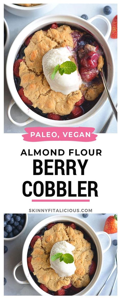 Paleo Cobbler, Paleo Berry Cobbler, Triple Berry Cobbler, Gf Cupcakes, Peach Blueberry Cobbler, Berry Cobbler, Peach Blueberry, Csa Recipes, Paleo Foods