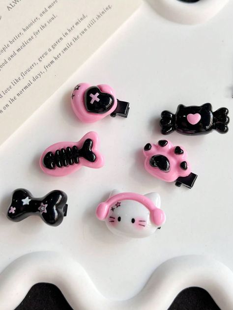 Multicolor  Collar  Zinc Alloy   Embellished   Women Accessories Frog Queen, Cute Hairpins, Styling Bangs, Decorative Hair Clips, How To Style Bangs, Cute Kitten, Baby Kittens, Gothic Punk, Cat Hair