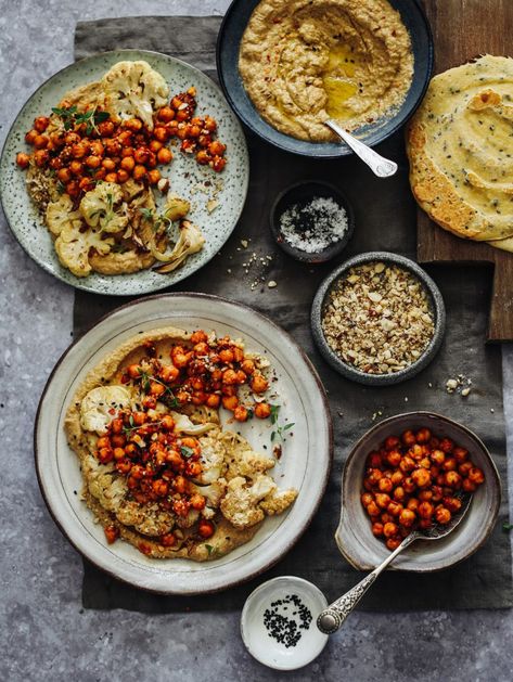 Store Cupboard Recipes, Cupboard Recipes, Harissa Chickpeas, Vegan Halloumi, Baba Ganush, Roast Cauliflower, Simple Dinners, Store Cupboard, Caviar D'aubergine