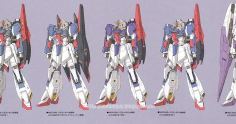 The Evolution of the Zeta Gundam From MSZ-006-1 Zeta Gundam to MSZ-006-3S Zeta Gundam *Click on image to view large size* Gundam Zeta, Mobile Suit Zeta Gundam, Zeta Gundam, Mobile Suit, Gundam, Evolution, Large Size, Quick Saves