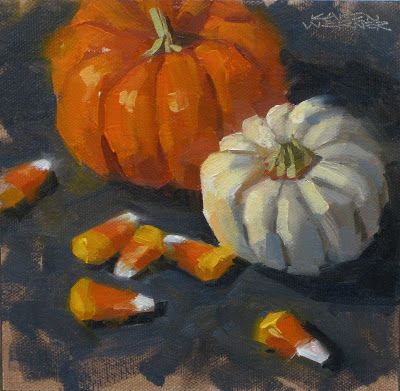 Kitchen Painting Art, Nyc Drawing, Fall Artwork, Paint Night, Pumpkin Art, Fruit Painting, Halloween Painting, Still Life Drawing, Daily Painting