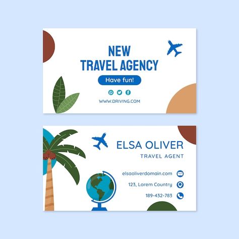 Hand drawn travel agency horizontal busi... | Premium Vector #Freepik #vector #traveling #travel-design #trip #travel-tourism Travel Visiting Card Design, Travel Agent Business Cards, Travel Business Card, Agency Business Cards, Agency Office, Philippines Culture, Travel Card, Travel Marketing, Visiting Card Design