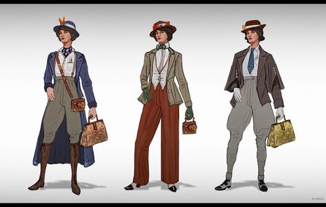 1870s Character Design, 1920s Fantasy Fashion, 1920s Journalist Costume, 1930s Character Art, Roaring 20s Character Design, 1920 Female Fashion, 1920s Working Women, Edwardian Character Design, 1920s Women Fashion