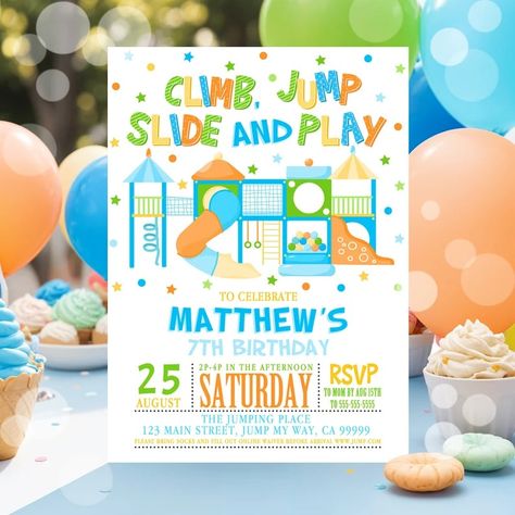 Editable Playground Birthday Party Invitation Boy Jungle Gym Party Indoor Playground Soft Play Bounce & Jump Party Instant Download PL2 - Etsy Playground Birthday Party, Gym Party, Jump Party, Love Website, Computer Basic, Jungle Gym, Party Invitations Printable, Soft Play, Indoor Playground