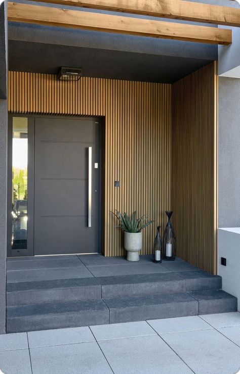 Minimalist Front Door, House Main Door, House Front Door Design, Modern Entrance Door, House Main Door Design, House Fence Design, House Cladding, Modern Entrance, Home Exterior Makeover