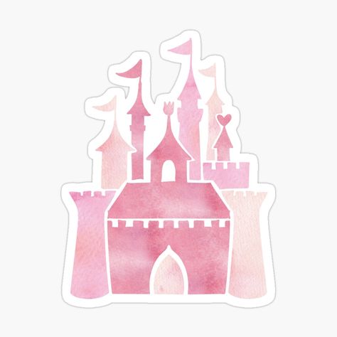 Get my art printed on awesome products. Support me at Redbubble #RBandME: https://www.redbubble.com/i/sticker/Pink-princess-castle-by-savanamms6/47014807.EJUG5?asc=u Disney Princess Castle Printable, Princess Stickers Printable, Fairy Tale Castle, Disney Princess Castle, Baby Animal Drawings, Pink Castle, Princess Sticker, Work Stickers, Happy Birthday Template