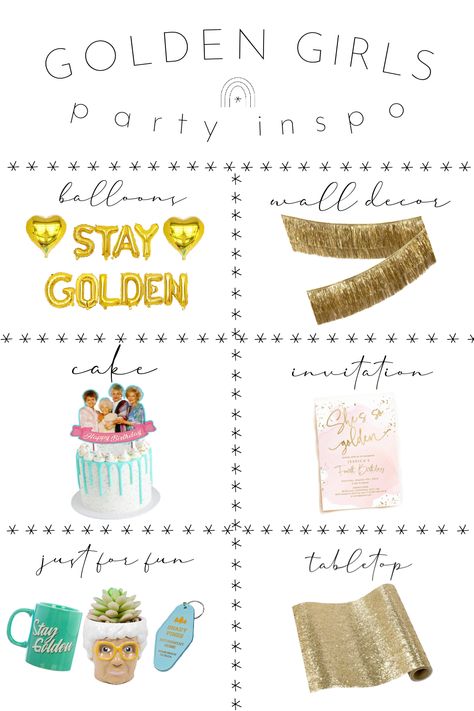 Sharing some Golden Girls party inspiration! #birthday #goldengirls #birthdayparty #partyideas Golden Girl Themed Party, Golden Girls Birthday Party, Golden Girls Party, Golden Girls Theme, Birthday 28, Types Of Parties, Girls Slumber Party, Bday Celebration, Girls Party Invitations