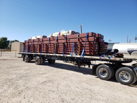 Steel building structures.  Flatbed load of steel delivers in Artesia, NM #truckdrivers #flatbed #trucking Flatbed Trailer, Steel Building, Semi Trailer, Steel Buildings, Truck And Trailer, Truck Driver, Trailer, Trucks, Vehicles