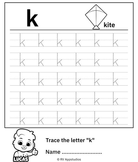 Writing Lowercase Letter K | Letter K Worksheets
Trace Lowercase Letter 'k' worksheet for kids. Download this free printable for your kids. Help your child improve their handwriting by joining dots and practicing. Have fun tracing! Writing Lowercase Letters, Letter K Worksheet, Lower Case K, Phonics Games Kindergarten, Letter K Worksheets, Tracing Alphabet Worksheets, Joining Dots, Games Kindergarten, Letters Worksheets