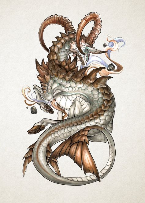 ArtStation - Dragon Zodiac, Marta Ryjówka Capricorn Dragon, Capricorn Signs, Pencil Colour Painting, Chinese Zodiac Dragon, Capricorn Art, Capricorn Goat, Dragon Zodiac, Capricorn Tattoo, Art Dragon