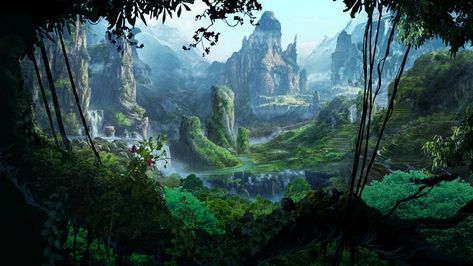 Fantasy Woods, Bg Background, Fantasy Jungle, Fantasy Village, Jungle Forest, Hacker Wallpaper, Jungle Art, Game Concept Art, Fantasy Places