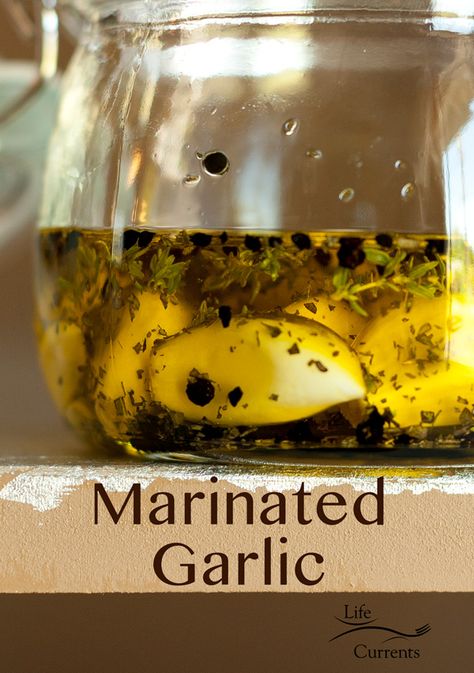 Marinated Garlic Cloves Recipes, Marinated Garlic Cloves, Marinated Garlic, Pickled Recipes, Pickled Vegetables Recipe, Flavored Alcohol, Broccoli Bites, Kitchen Basics, Garlic Scapes