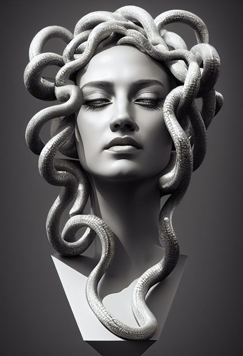 Greek Statue Medusa, Medusa Head Sculpture, Medusa Ceramic Sculpture, Dark Medusa Tattoo, Medusa Bust, Medusa Sculpture, Medusa Pictures, Medusa Statue, Greek Creatures