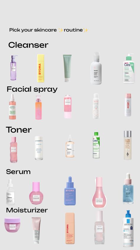 PICK YOUR ✨SKINCARE ROUTINE✨ #beauty #pickyourskincare #pickyourroutine #cleanser #toners #serums #moisturizers Pick Ur Skincare Routine, Pick Your Skincare, Pick Your Skincare Routine, Sephora Wishlist, Skincare Videos, Skincare Ideas, Preppy Skincare, Classy Makeup, Makeup Order