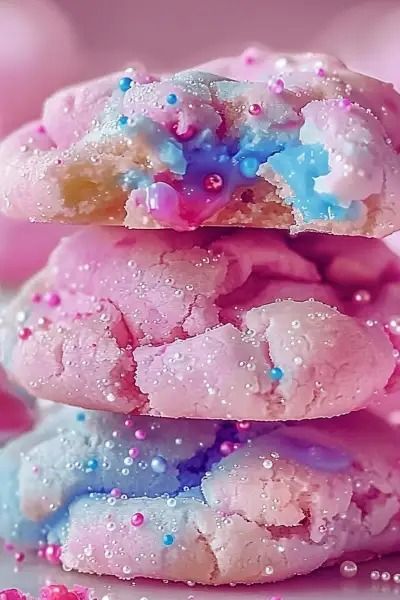 Cotton Candy Cookies - MmmRecipes : Easy and Delicious Recipes Cotton Candy Recipe Homemade, Cotton Candy Pound Cake, Christmas Cotton Candy, Cotton Candy Cookies Recipes, Cotton Candy Macarons, Cotton Candy Fudge, Fluffy Cookies, Mushroom Orzo, Unicorn Poop Cookies