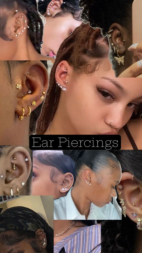 Ear Piercings Many Ear Piercings, Eat Piercings, Eat Piercing, Ear Peircings, Pretty Ear Piercings, Cute Ear Piercings, Cute Piercings, Body Jewelry Piercing, Body Piercing Jewelry