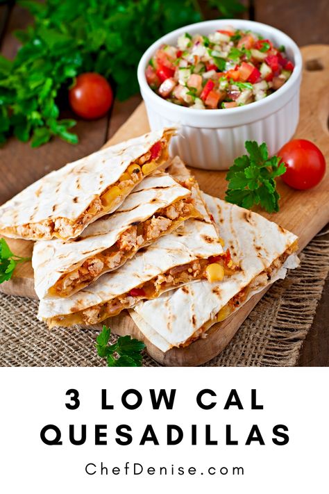 Healthy Lunch Quesadilla, Low Calorie Breakfast Quesadilla, Healthy Quesadilla Clean Eating, Low Calorie Quesadilla Recipes, Low Calorie Chicken Quesadilla, Low Cal Tacos, Healthy Low Cal Lunch Ideas, Low Cal Quesadilla, Low Fat Lunches For Work